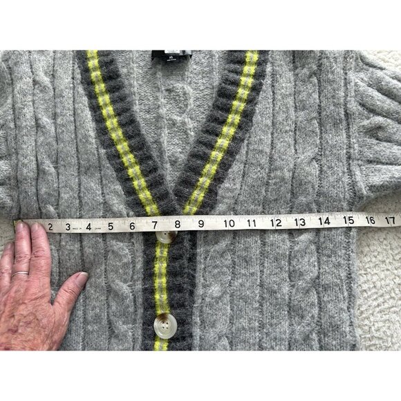 Line + Dot Womens Button Front Striped Trim Cardigan Sweater Gray Green Sz XS - Picture 8 of 10